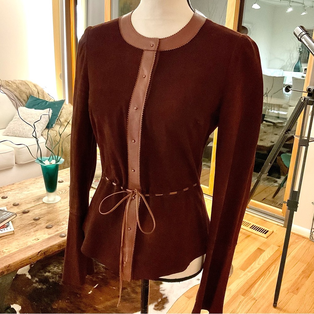 ROZAE NICHOLS🔥 Fabulous Rich Brown Suede & Leather Jacket … This piece is FAB🔥
